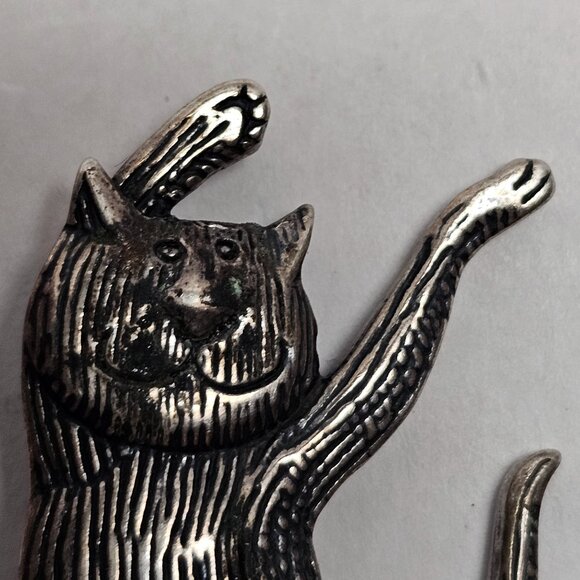 Vintage Sterling Eman Govey Pin Brooch Dancing Happy Feline Cat Edward Gorey - Picture 7 of 11